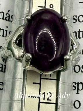 Purple Jade silver gem ring